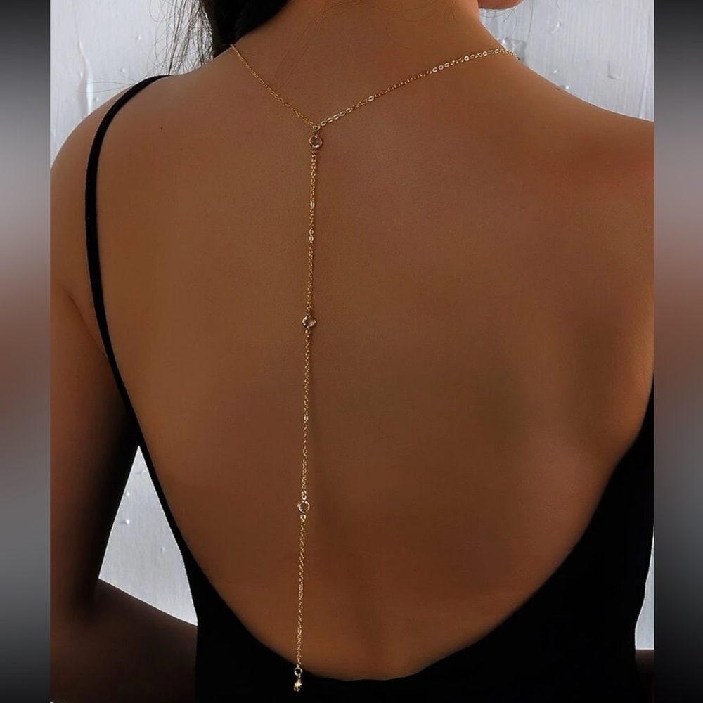 Womens unique drop chain back necklace
